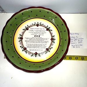 Dickens Pie Plate “Apple of Gods Eye” Recipe Ceramic 2002 Karla Dornacher
